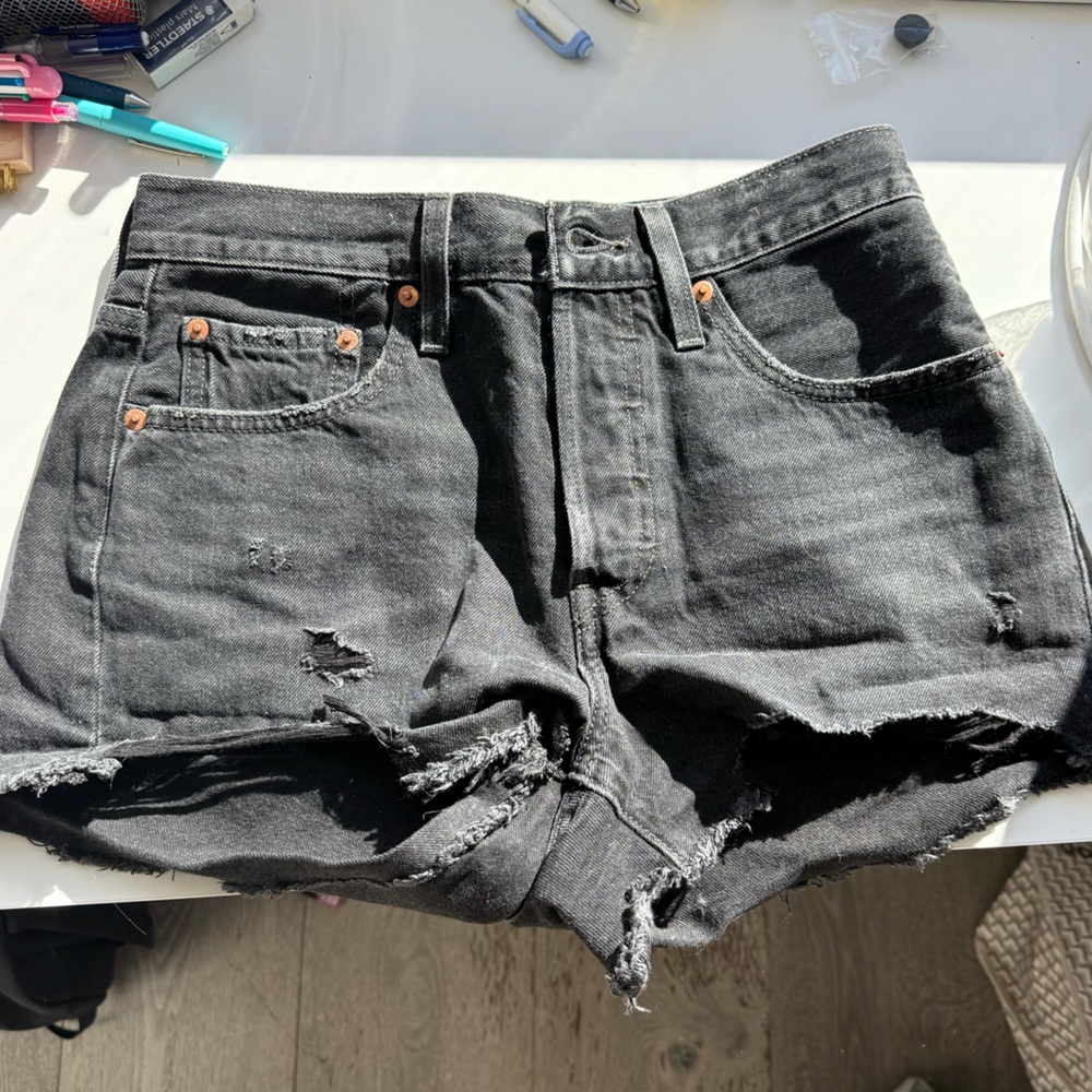 Levi's Black Denim 501 Shorts